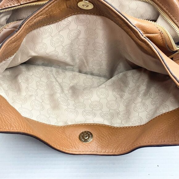 Michael Kors Bedford Belted Large Shoulder Tote Bag Pebble Leather Brown - Picture 7 of 16